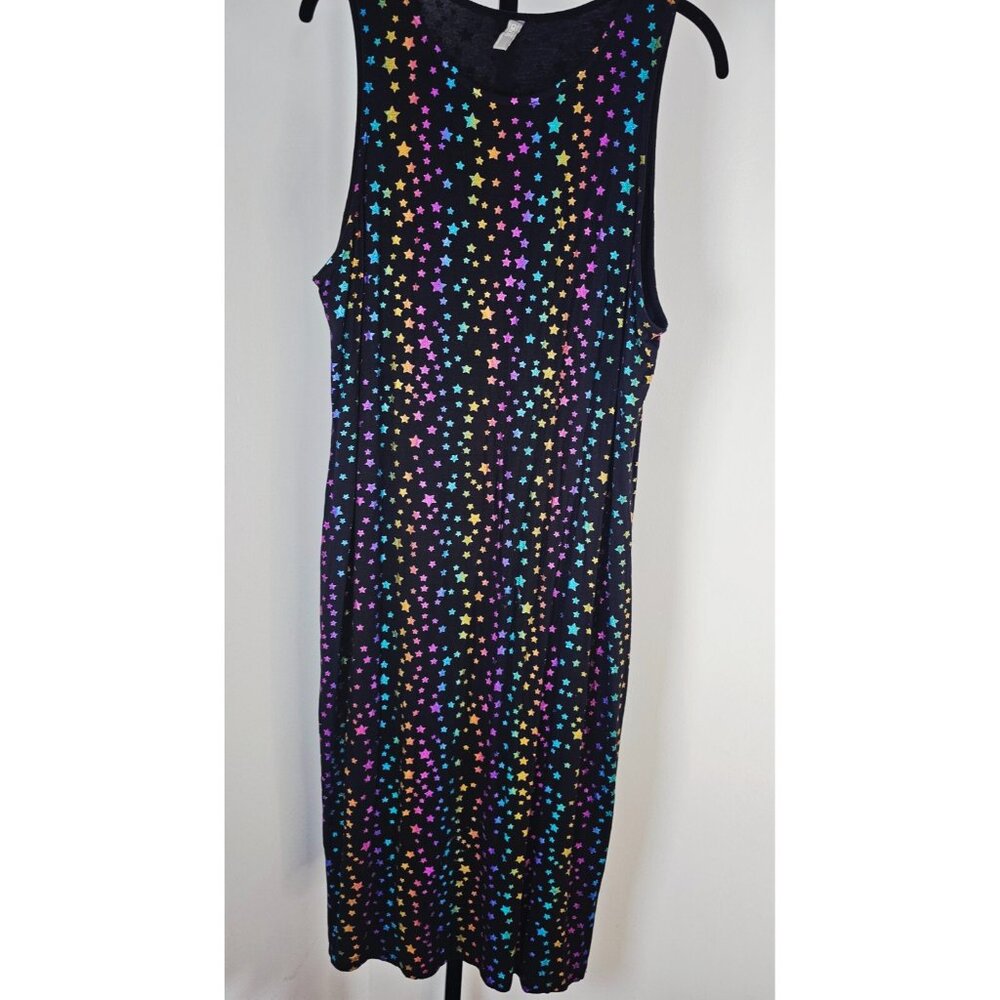 ASOS Plus A-line Sleevless Multicolor Glittering Stars Print Dress-SZ 18